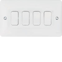 Hager WMPS42 Sollysta White Moulded 10AX 4 Gang 2 Way Wall Switch