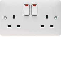 Hager WMSS82N Sollysta White Moulded 13A 2G DP Switched Socket(Dual Earth) + LED Indicator