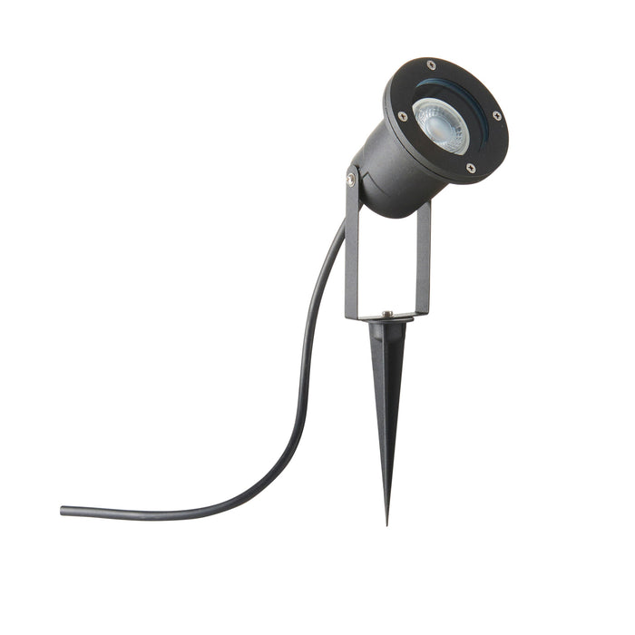 Saxby POLGU10 Opaz MV spike IP65 7W Textured matt black paint & clear glass 7W LED GU10 (Required) - westbasedirect.com