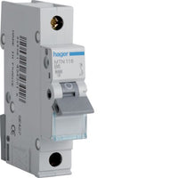 Hager MTN116 16A Single Pole 1 Module B Curve 6KA MCB Device