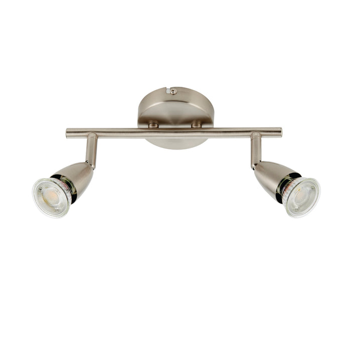 Saxby G2521313 Amalfi 2lt bar spotlight satin nickel 35W Satin nickel effect plate 2 x 35W GU10 reflector (Required) - westbasedirect.com