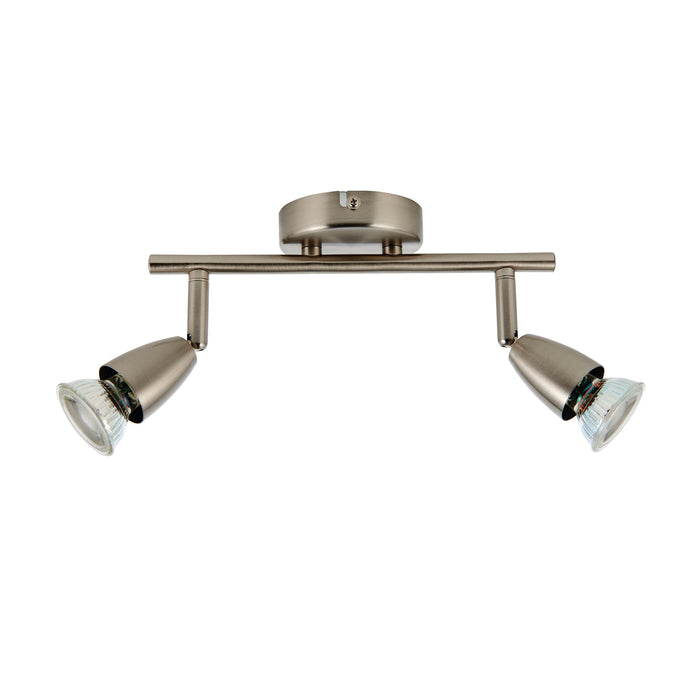 Saxby G2521313 Amalfi 2lt bar spotlight satin nickel 35W Satin nickel effect plate 2 x 35W GU10 reflector (Required) - westbasedirect.com