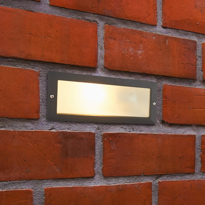 Saxby OL60AB Eco plain & louvre IP44 40W Textured black paint & frosted glass 40W E27 GLS (Required) - westbasedirect.com