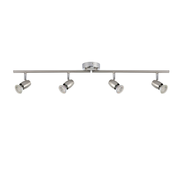 Saxby G5503177 Palermo 4lt bar spotlight 50W Brushed chrome effect & chrome effect plate 4 x 50W GU10 reflector (Required) - westbasedirect.com