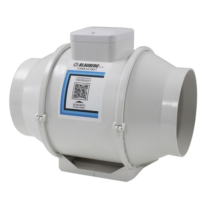 Blauberg TURBO-E-150-T Turbo-E In-line Mixed Flow Extractor Fan with Run-on Timer- 6" 150mm - westbasedirect.com
