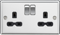 Knightsbridge CL9PCx5 Rounded Edge 13A 2G DP Switched Socket - Polished Chrome + Black Insert (5 Pack)