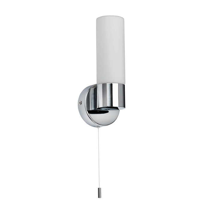 Saxby 34483 Pure 1lt wall IP44 40W Chrome effect plate & matt opal duplex glass 40W E14 candle (Required) - westbasedirect.com