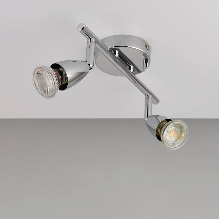 Saxby 43278 Amalfi 2lt bar spotlight chrome 35W Chrome effect plate 2 x 35W GU10 reflector (Required) - westbasedirect.com