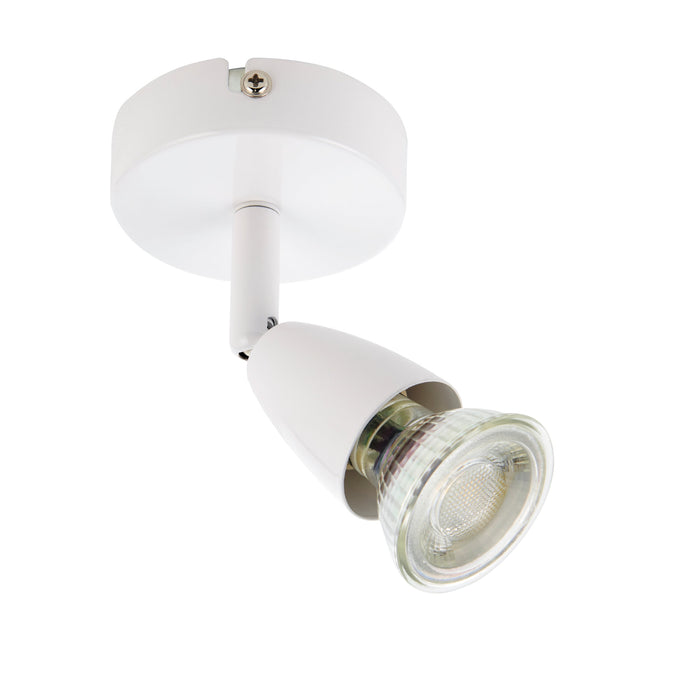 Saxby 43281 Amalfi 1lt single spotlight white 35W Gloss white paint 35W GU10 reflector (Required) - westbasedirect.com