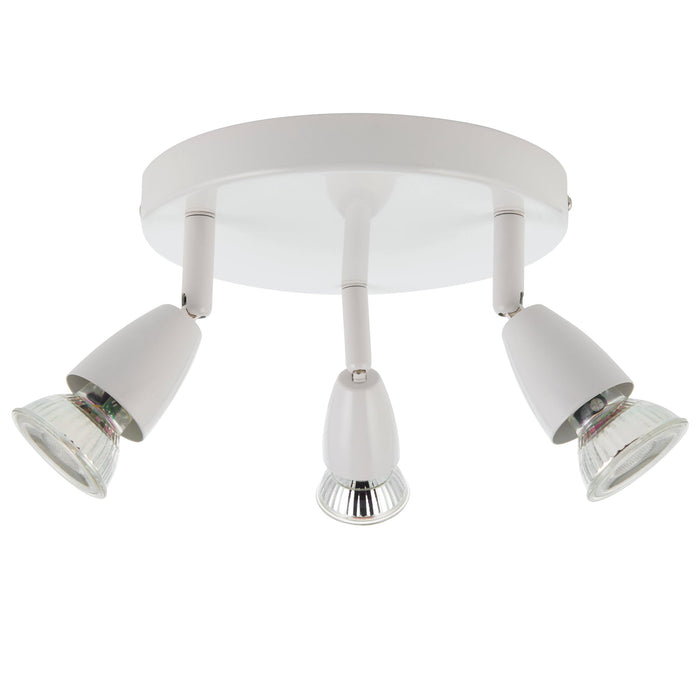 Saxby 43283 Amalfi 3lt round spotlight white 35W Gloss white paint 3 x 35W GU10 reflector (Required) - westbasedirect.com