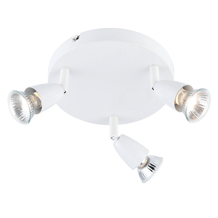 Saxby 43283 Amalfi 3lt round spotlight white 35W Gloss white paint 3 x 35W GU10 reflector (Required) - westbasedirect.com