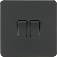 Knightsbridge SF3000ATx10 Screwless 10AX 2G 2-Way Switch - Anthracite (10 Pack)