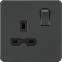 Knightsbridge SFR7000ATx10 Screwless 13A 1G DP Switched Socket - Anthracite (10 Pack)