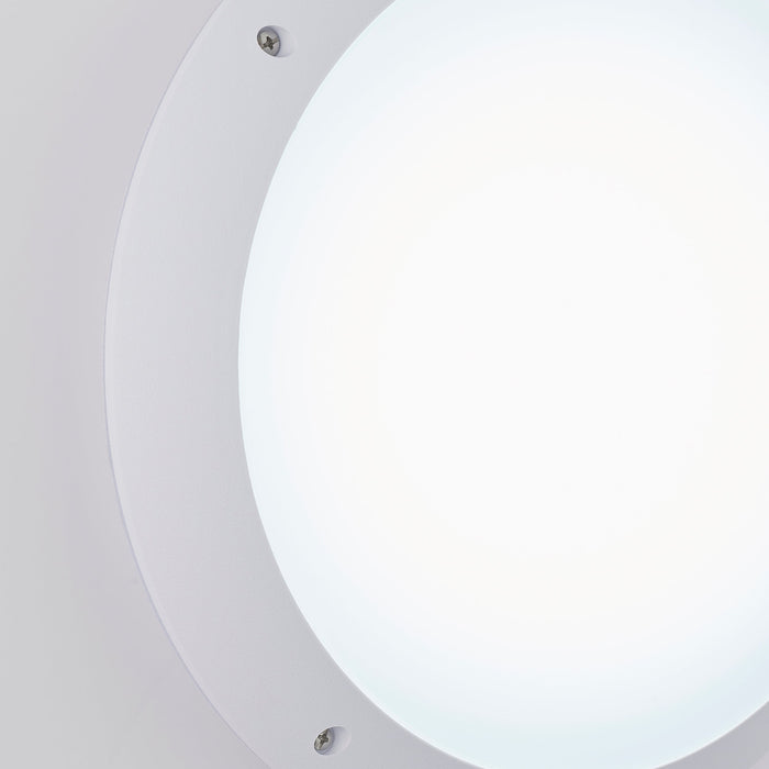 Saxby 55691 Seran plain IP65 12W Matt white textured & opal pc 12W LED module (SMD 5630) Daylight White - westbasedirect.com