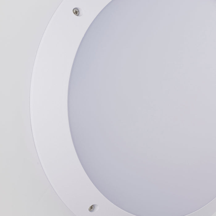 Saxby 55691 Seran plain IP65 12W Matt white textured & opal pc 12W LED module (SMD 5630) Daylight White - westbasedirect.com