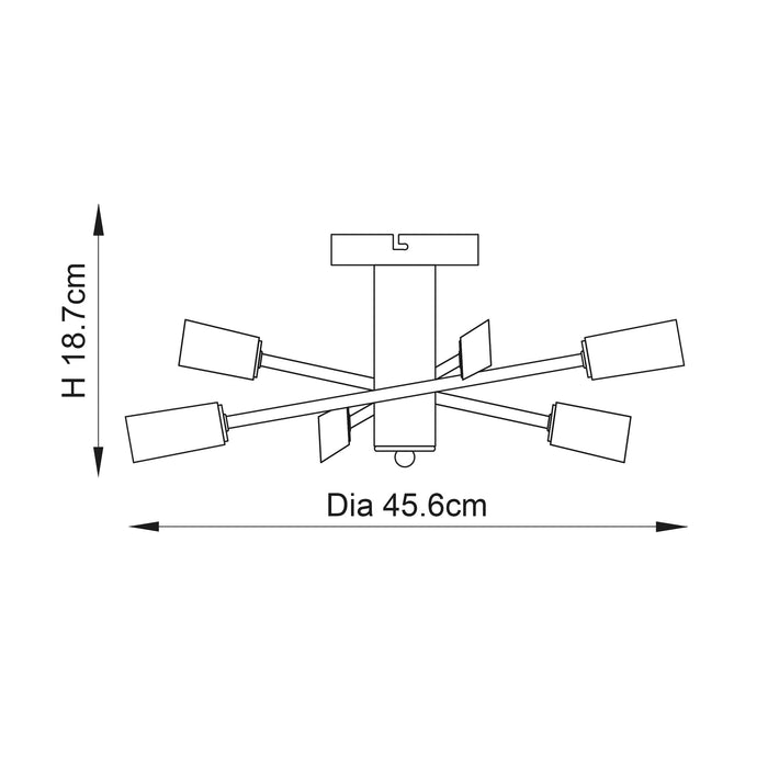 Endon 146-6CH Havana 6lt Semi flush Chrome plate & frosted glass 6 x 3W LED G9 (Required) - westbasedirect.com