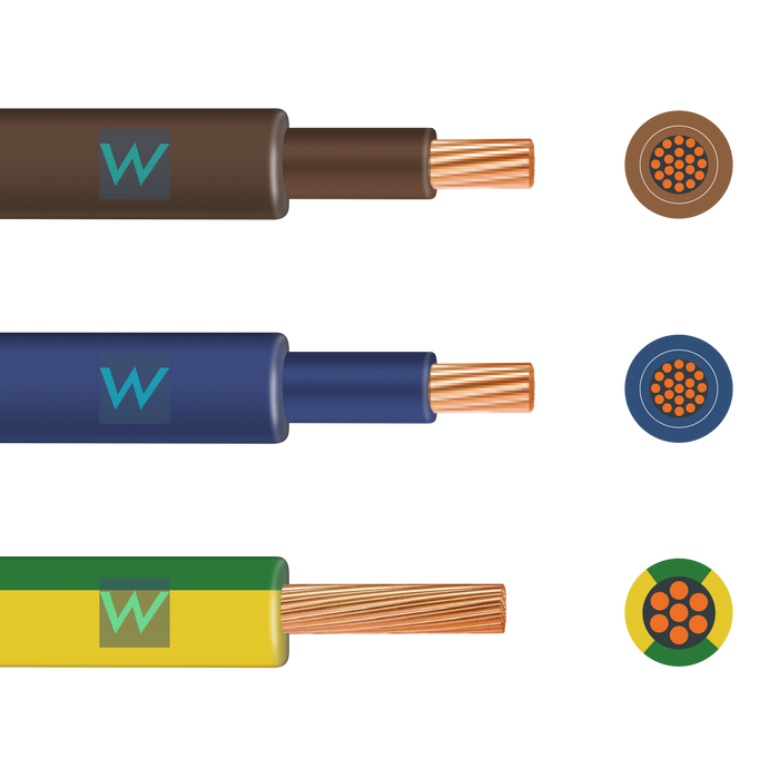 3m Flexi Meter Tails Pack 19-Strand 25mm Brown/Brown & Blue/Blue 6181YF & 16mm Green/Yellow 6491X - 3m - westbasedirect.com