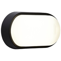 Ansell AHELED/OB/PIR Helder 12W IP54 CCT Oval Plain Bulkhead c/w PIR Black 3000K/4000K/6000K