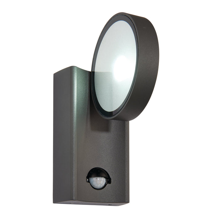 Saxby 67696 Oreti PIR IP44 12W Textured dark matt anthracite paint & clear glass 12W LED module (SMD 2835) Cool White - westbasedirect.com