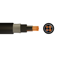 6944X 4 Core Steel Wire Armoured SWA PVC 6.0mm Black Cable - Cut to Length sold per 1 metre