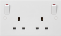 Knightsbridge SN9001 White Square 13A 2G DP Switched Socket (Outboard Rockers)