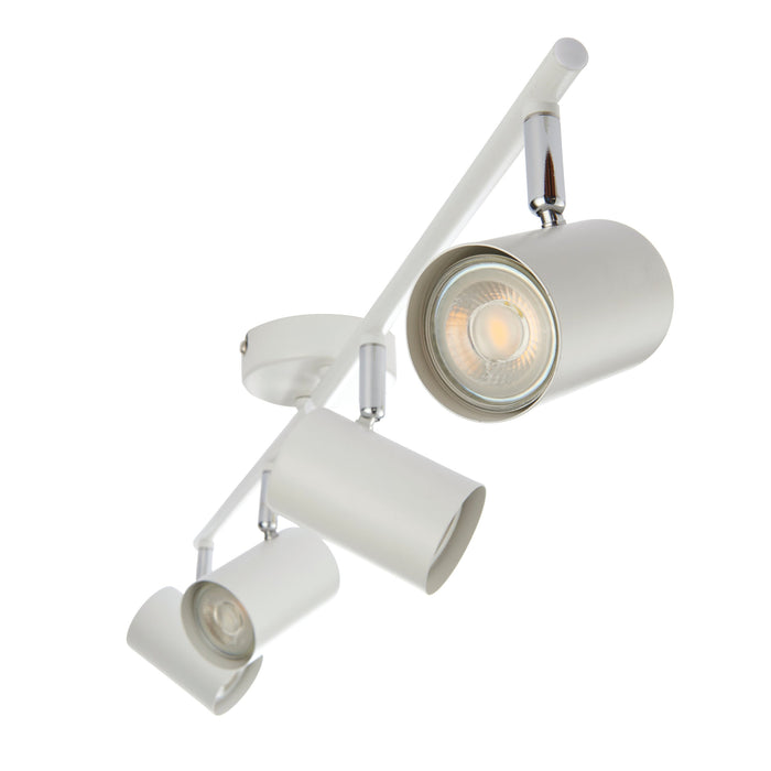 Saxby 73686 Arezzo 4lt bar spotlight white 7W Matt white paint & chrome effect plate 4 x 7W LED GU10 (Required) - westbasedirect.com