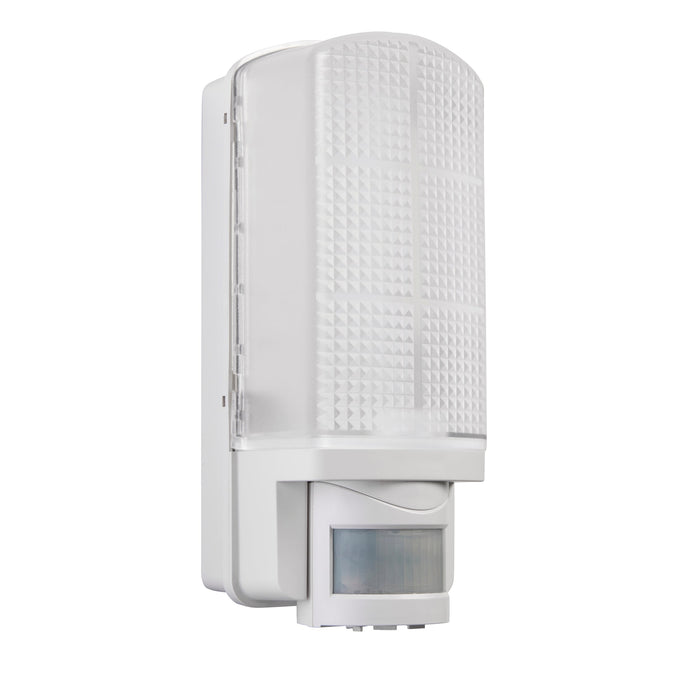 Saxby 73717 Motion LED PIR 1lt wall IP44 6W Frosted & gloss white pc 6W LED module (SMD 2835) CCT - westbasedirect.com
