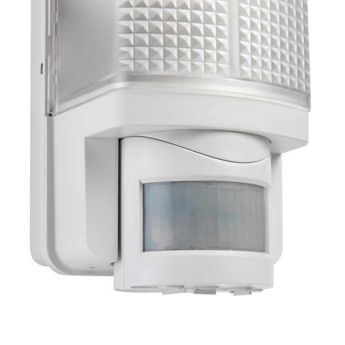 Saxby 73717 Motion LED PIR 1lt wall IP44 6W Frosted & gloss white pc 6W LED module (SMD 2835) CCT - westbasedirect.com