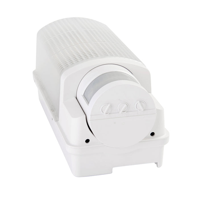 Saxby 73717 Motion LED PIR 1lt wall IP44 6W Frosted & gloss white pc 6W LED module (SMD 2835) CCT - westbasedirect.com