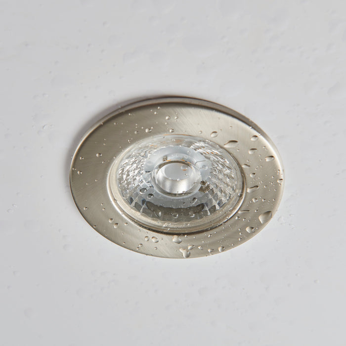 Saxby 73787 ShieldECO 500 IP65 5W Satin nickel effect plate & clear acrylic 5W LED module (SMD 2835) Warm White - westbasedirect.com