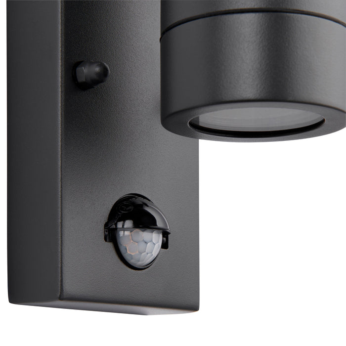 Saxby 75099 Palin PIR 1lt wall IP44 7W Anthracite grey & clear glass 7W LED GU10 (Required) - westbasedirect.com