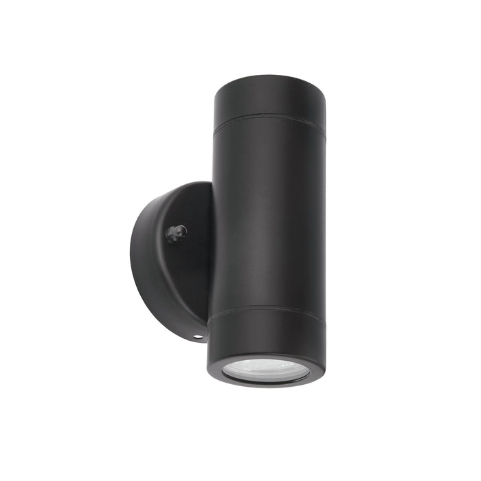 Saxby 75432 Palin 2lt wall IP44 7W Matt black paint & clear glass 2 x 7W LED GU10 (Required) - westbasedirect.com