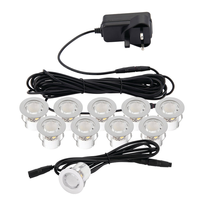 Saxby 75530 Kios 2 IP44 0.45W Polished stainless steel & clear pc 10 x 0.45W LED module (SMD 2835) Daylight White - westbasedirect.com