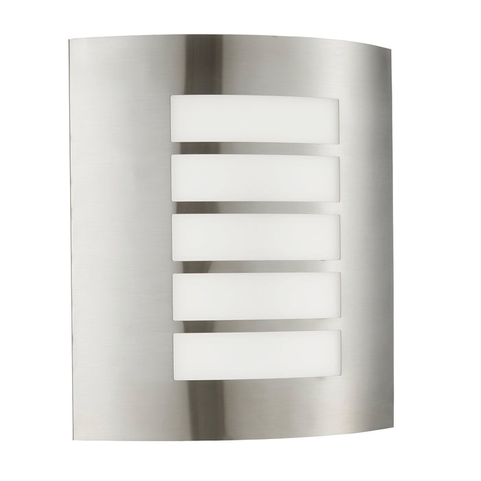 Saxby 75930 Bianco LED 1lt wall IP44 7W Brushed stainless steel & opal polypropylene 7W LED module (SMD 2835) Warm White - westbasedirect.com