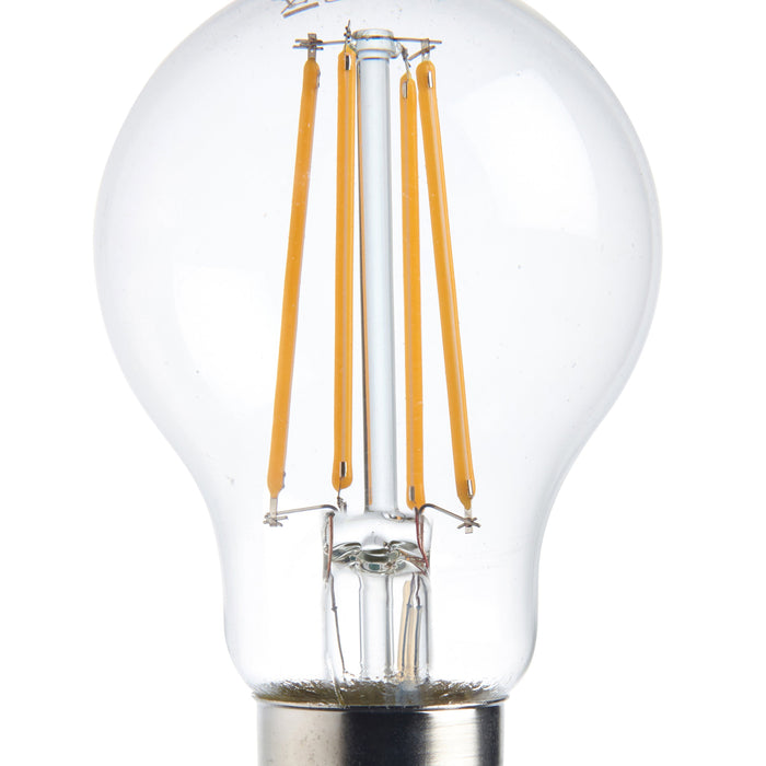 Saxby 76800 B22 LED filament GLS dimmable 8W Clear glass & bright nickel plate 8W LED B22 Warm White - westbasedirect.com
