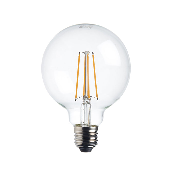 Saxby 76801 E27 LED filament globe dimmable 95mm 7W Clear glass & bright nickel plate 7W LED E27 Warm White - westbasedirect.com