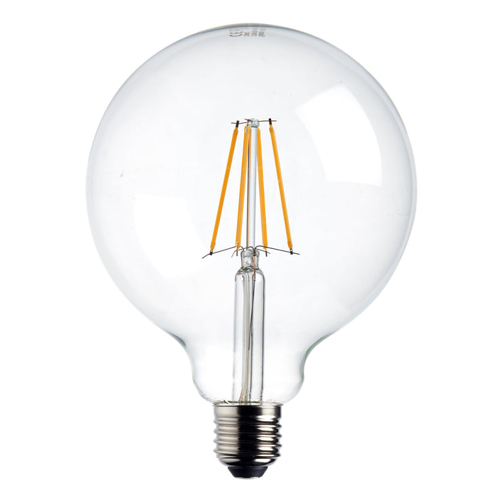 Saxby 76802 E27 LED filament globe dimmable 125mm 7W Clear glass & bright nickel plate 7W LED E27 Warm White - westbasedirect.com