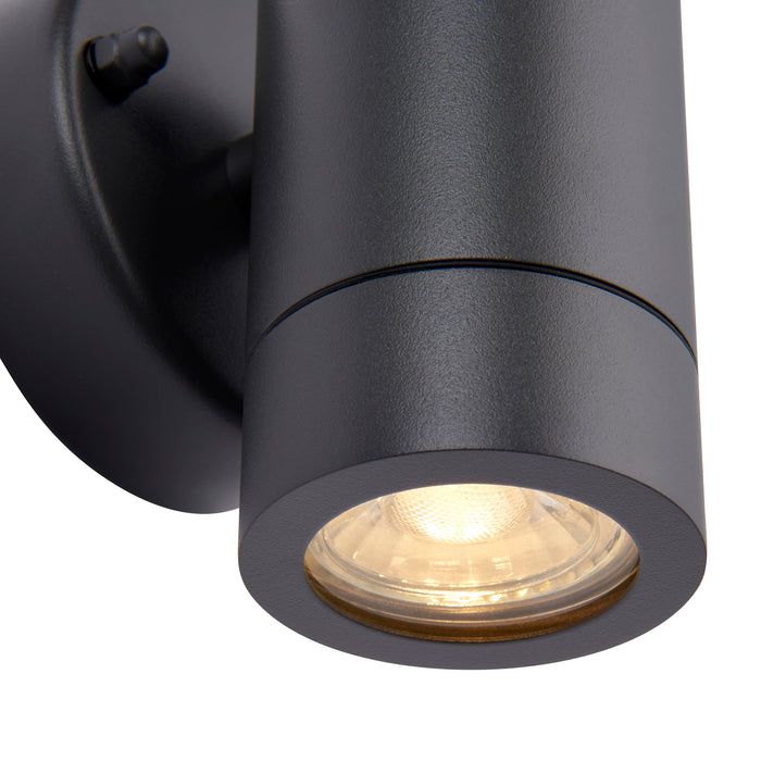 Saxby 77906 Palin 1lt wall IP44 7W Anthracite grey & clear glass 7W LED GU10 (Required) - westbasedirect.com