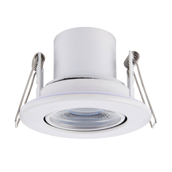 Saxby 78520 ShieldECO 800 Tilt 8.5W Matt white paint & clear acrylic 8.5W LED module (SMD 2835) Warm White - westbasedirect.com