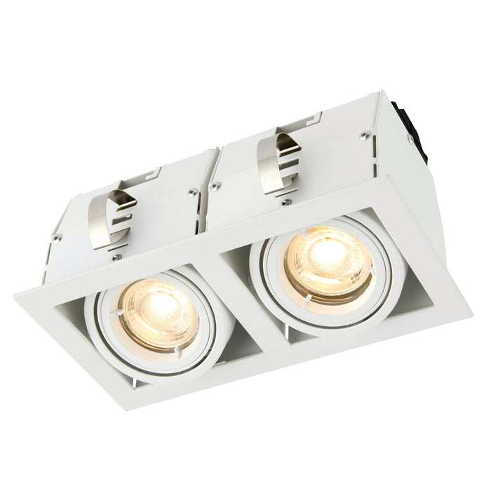 Saxby 78534 Garrix white Twin 10W Matt white 2 x 10W LED GU10 Cool White (Required) - westbasedirect.com