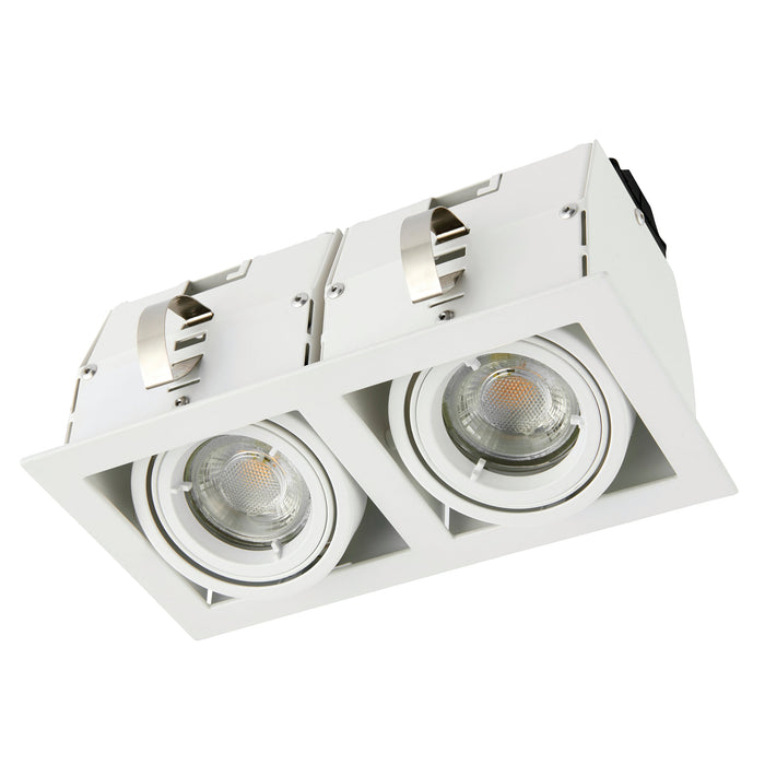 Saxby 78534 Garrix white Twin 10W Matt white 2 x 10W LED GU10 Cool White (Required) - westbasedirect.com