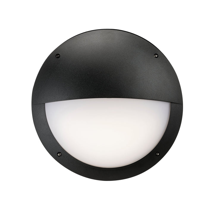 Saxby 78608 Seran Microwave eyelid IP65 12W Matt black textured & opal pc 12W LED module (SMD 2835) Daylight White - westbasedirect.com