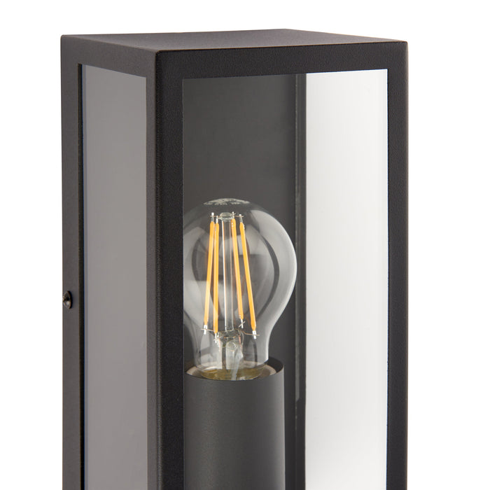 Saxby 78757 Breton wall Black IP44 28W Matt black paint & clear glass 28W E27 Eco GLS (Required) - westbasedirect.com