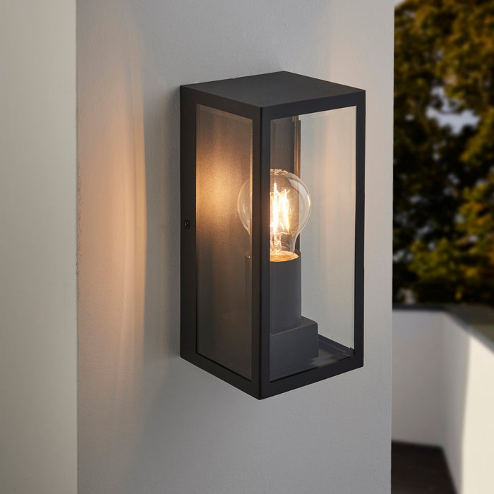 Saxby 78757 Breton wall Black IP44 28W Matt black paint & clear glass 28W E27 Eco GLS (Required) - westbasedirect.com