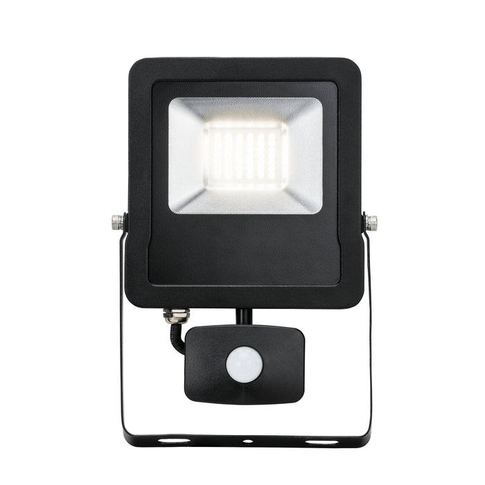 Saxby 78967 Surge PIR IP44 30W Matt black paint & clear glass 30W LED module (SMD 2835) Cool White - westbasedirect.com