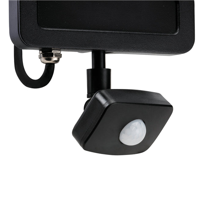 Saxby 78967 Surge PIR IP44 30W Matt black paint & clear glass 30W LED module (SMD 2835) Cool White - westbasedirect.com