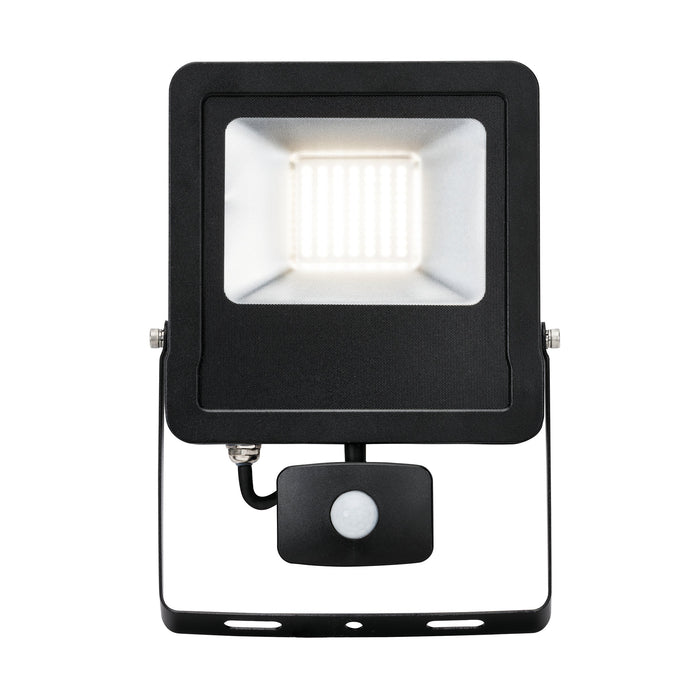 Saxby 78969 Surge PIR IP44 50W Matt black paint & clear glass 50W LED module (SMD 2835) Cool White - westbasedirect.com