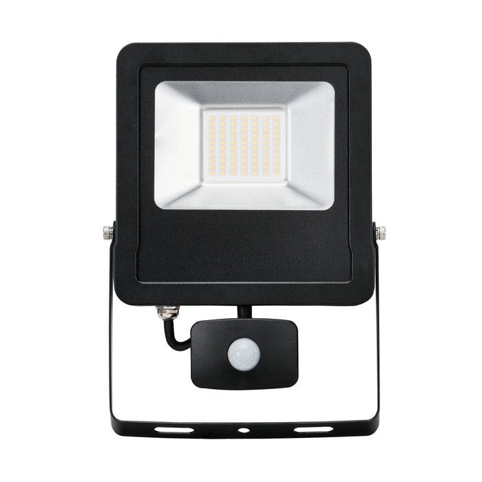 Saxby 78969 Surge PIR IP44 50W Matt black paint & clear glass 50W LED module (SMD 2835) Cool White - westbasedirect.com