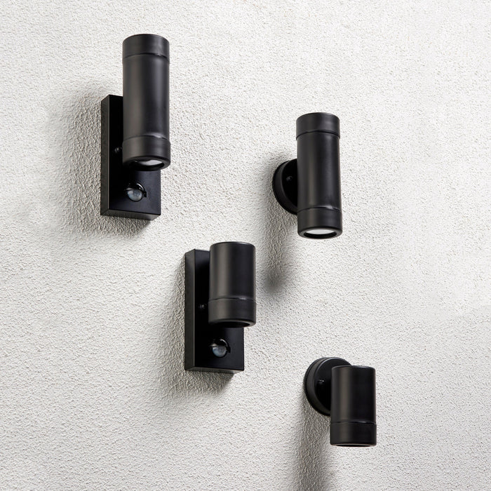 Saxby 81009 Icarus 2lt wall IP44 7W Black polypropylene & clear pc 2 x 7W LED GU10 (Required) - westbasedirect.com