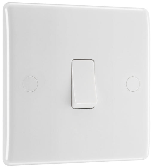 BG 812 White Round Edge Single Light Switch 10A - westbasedirect.com